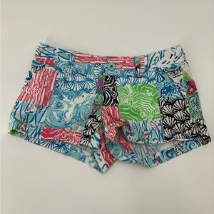 Lilly Pulitzer Walsh short summer remix patch cotton 3 inch inseam shorts size 0